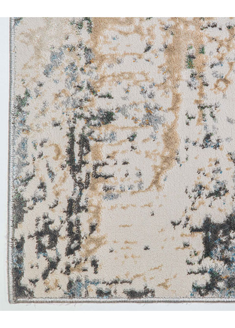 Tapete Abstracto Crema con Erosión en Oro y Azul