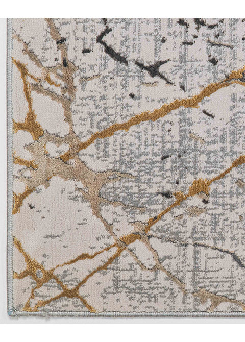 Tapete Abstracto Blanco con Grietas Doradas
