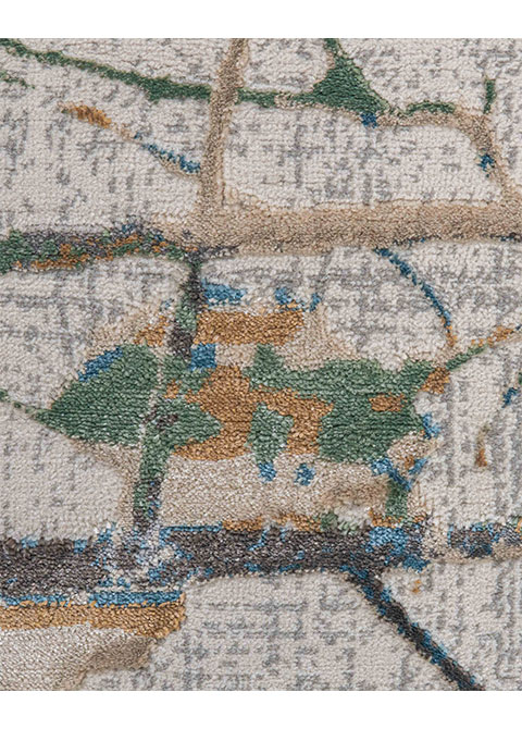 Tapete Abstracto Blanco con Líneas Quebradas en Carbón