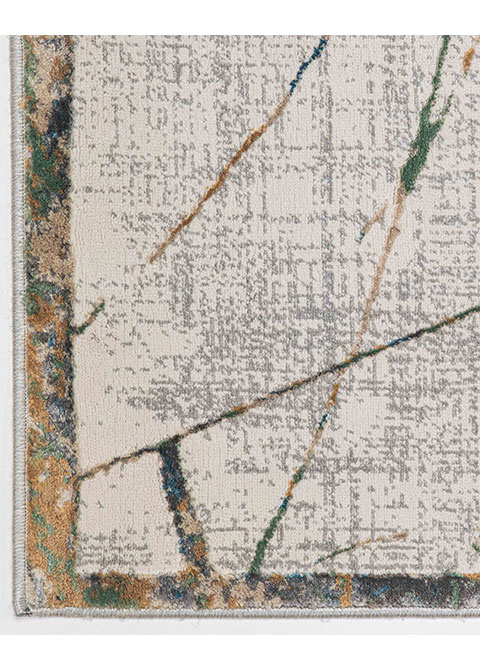 Tapete Abstracto Blanco con Líneas Quebradas en Carbón