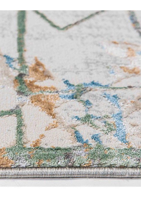 Tapete Abstracto Blanco con Líneas Quebradas en Carbón