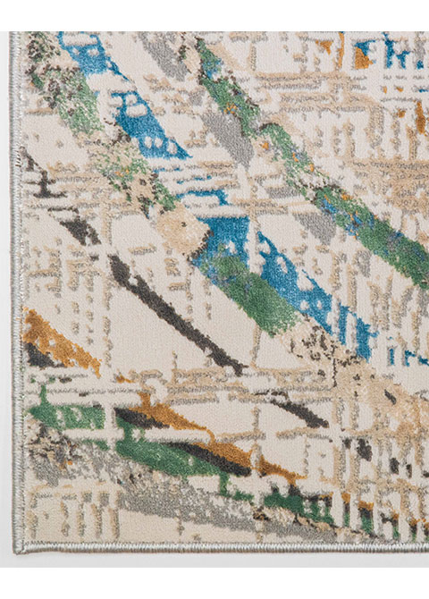 Tapete Abstracto Crema con Ondas Barridas en Verde y Azul