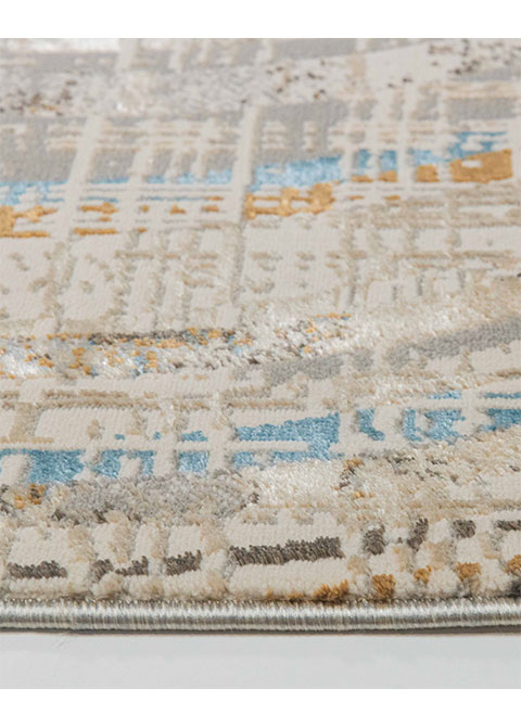 Tapete Abstracto Crema con Ondas Barridas en Verde y Azul