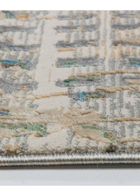Tapete Abstracto Crema con Retícula de Trazos Multicolor