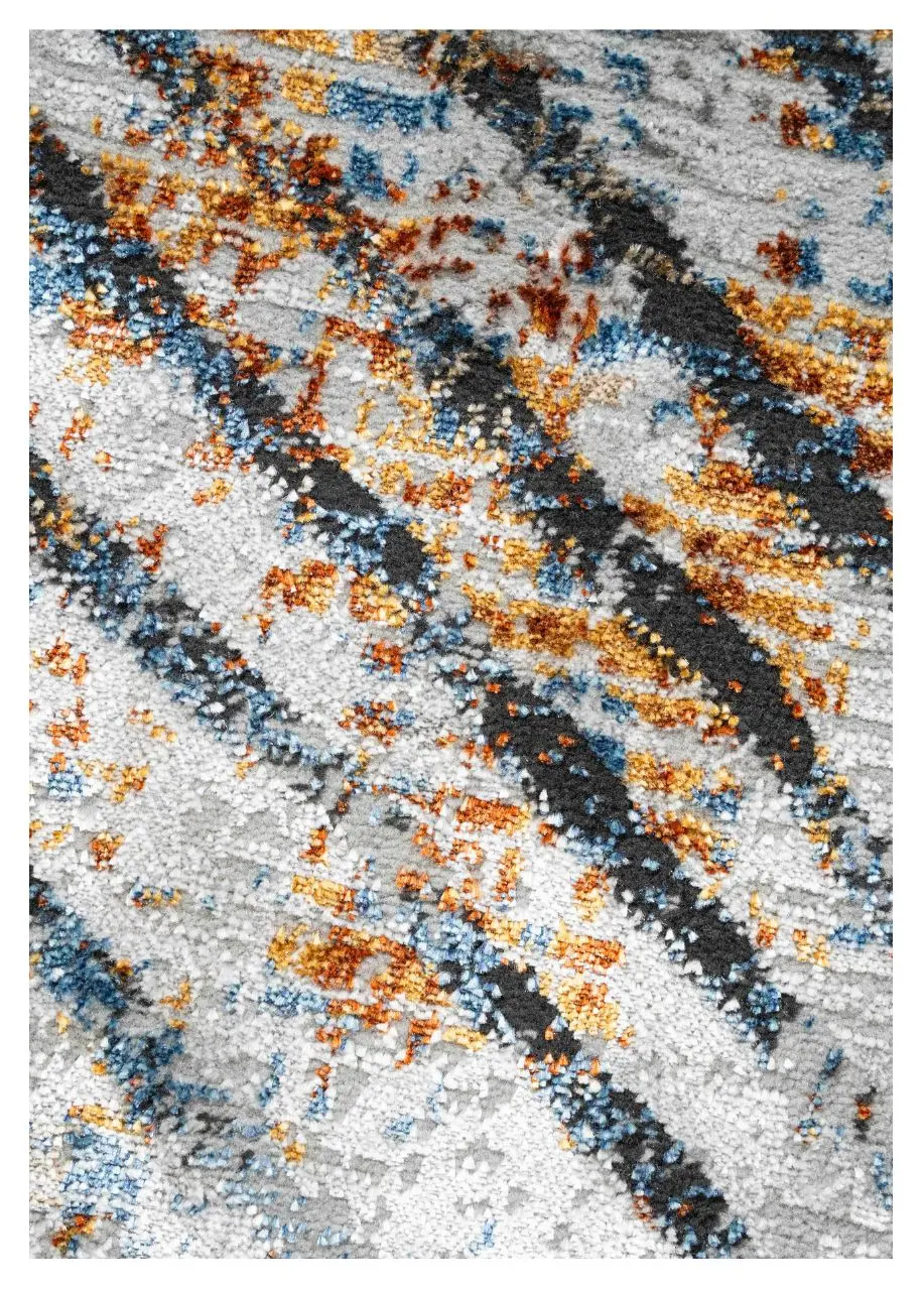 Tapete Moderno Gris con Rayas Diagonales en Azul y Naranja - Vista alternativa