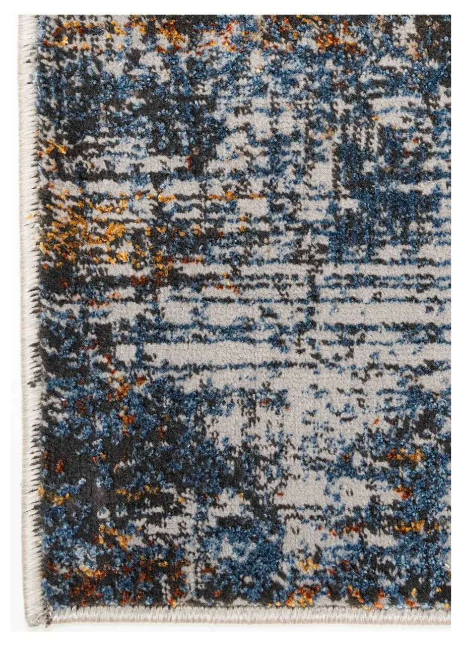 Tapete Moderno Gris con Rayas Diagonales en Azul y Naranja