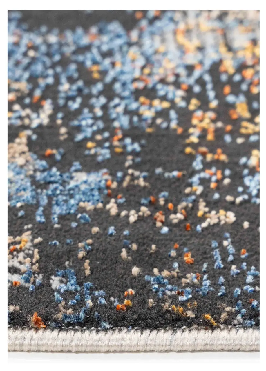 Tapete Moderno Gris con Rayas Diagonales en Azul y Naranja