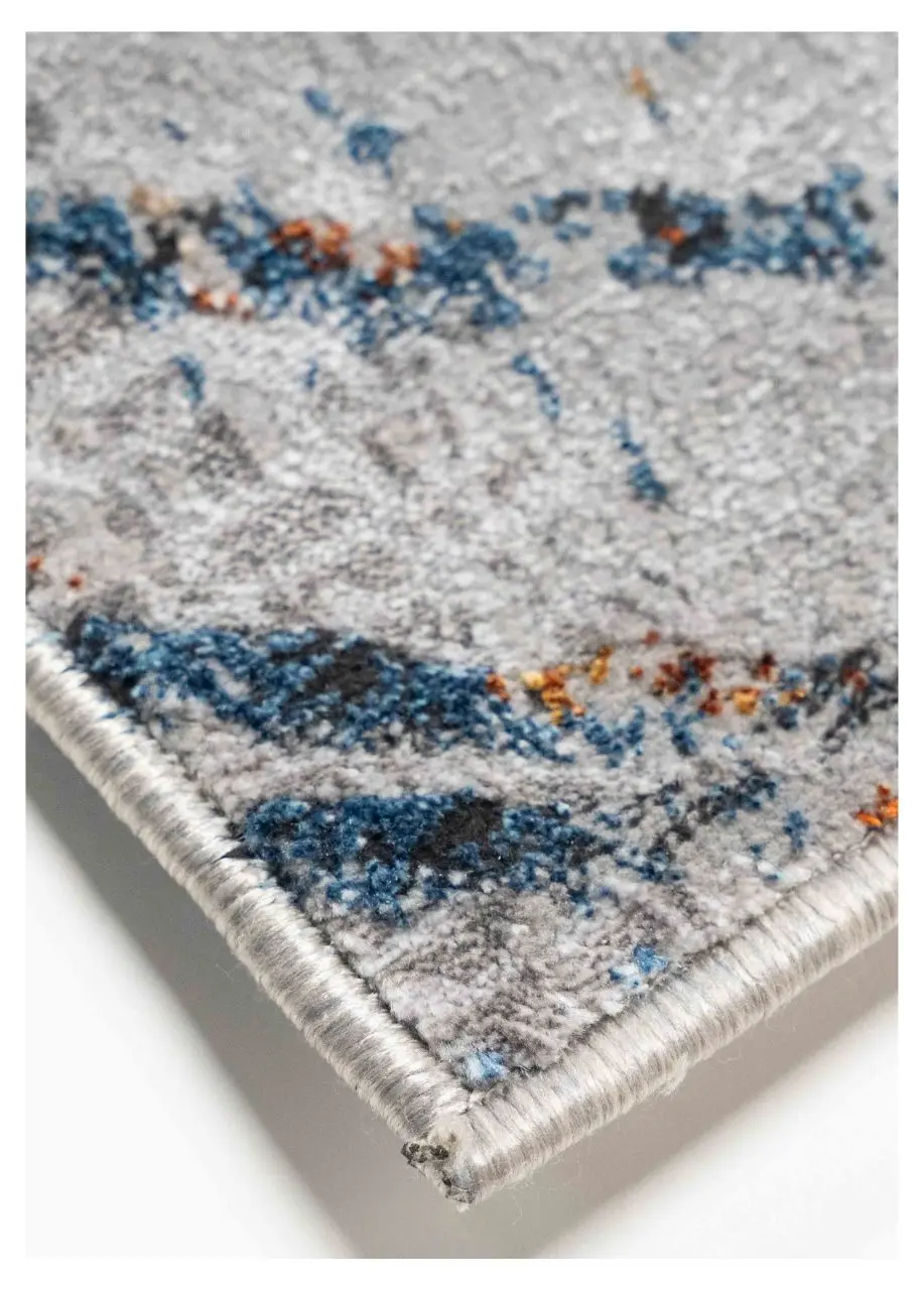 Tapete Moderno Gris con Rayas Diagonales en Azul y Naranja