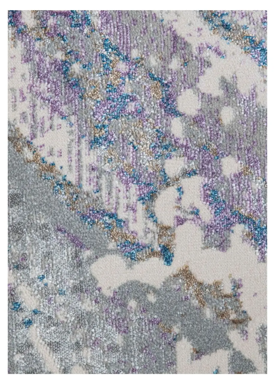 Tapete Abstracto Gris con Círculo Trazado en Lavanda y Azul - Vista alternativa