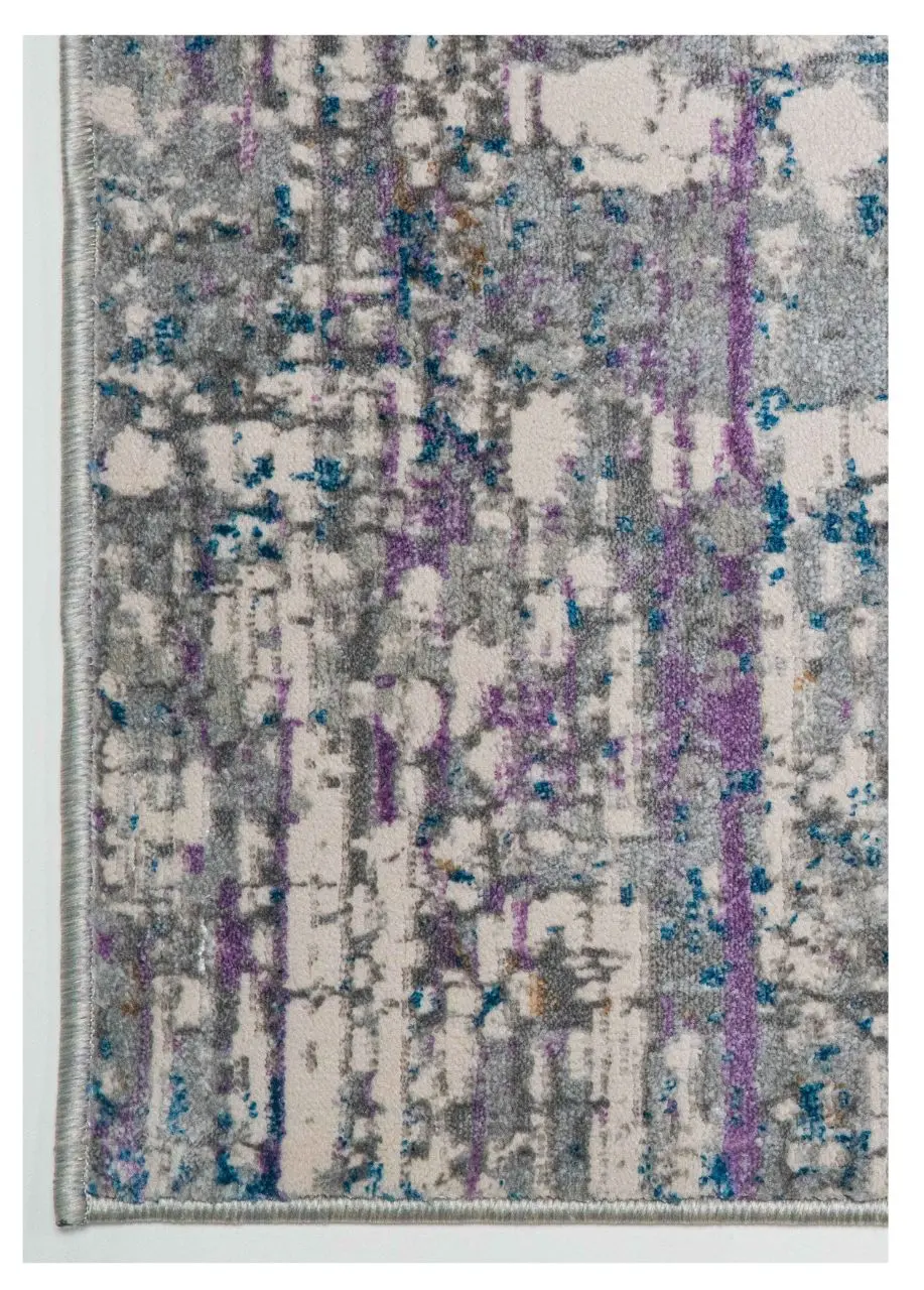 Tapete Abstracto Gris con Círculo Trazado en Lavanda y Azul