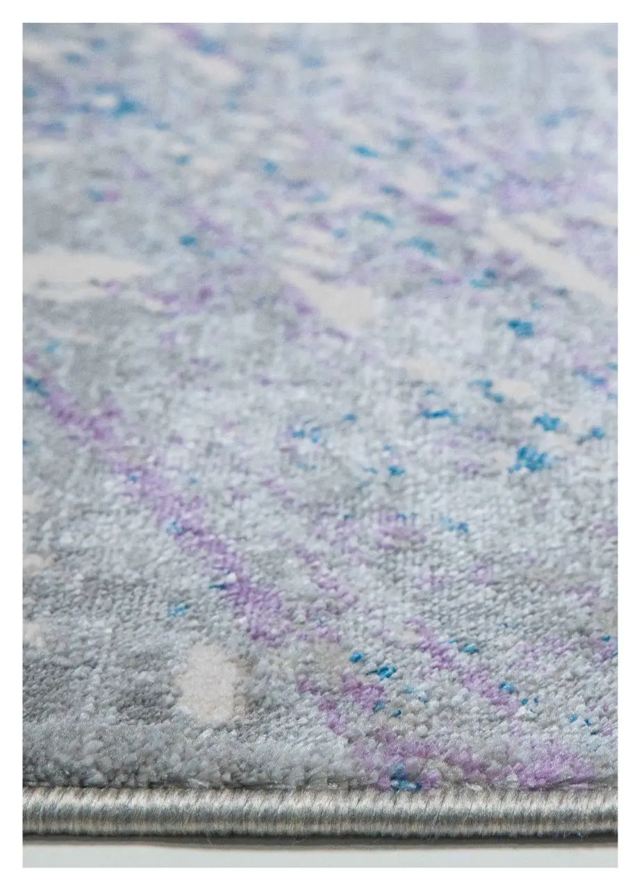 Tapete Abstracto Gris con Círculo Trazado en Lavanda y Azul