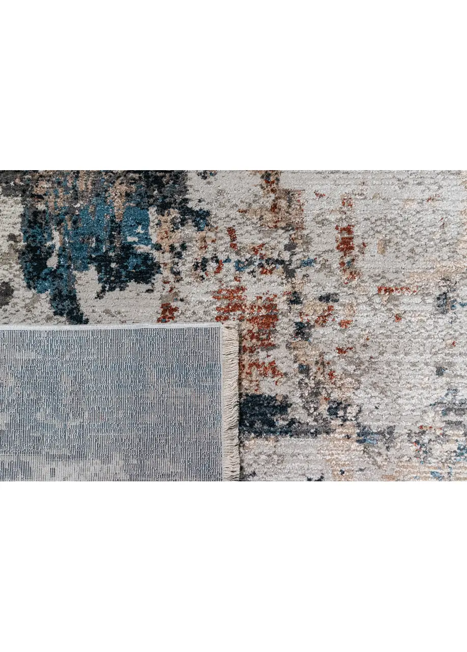 Tapete Abstracto Beige con Manchas en Azul y Terracota