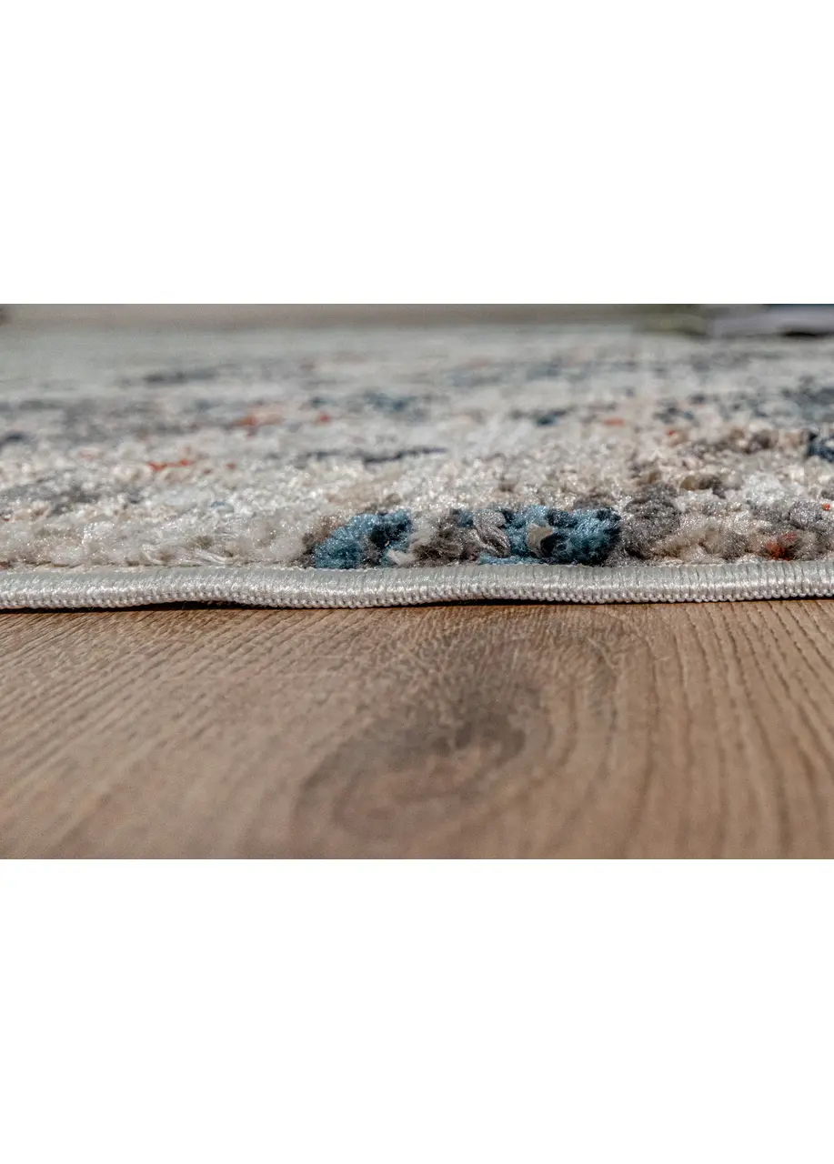 Tapete Abstracto Beige con Manchas en Azul y Terracota