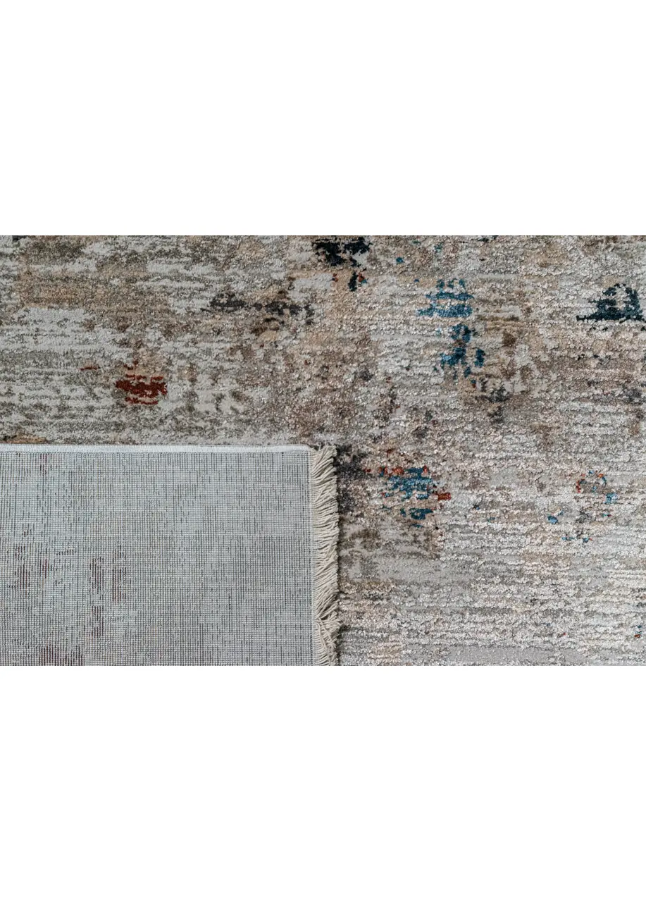 Tapete Vintage Gris con Marco Desgastado en Terracota - Vista alternativa