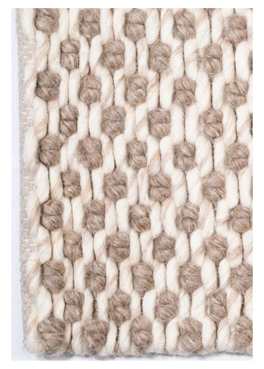 Tapete Tejido Beige con Relieve de Nudo Ovalado