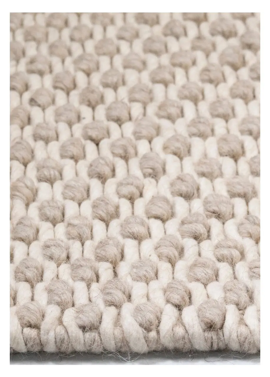 Tapete Tejido Beige con Relieve de Nudo Ovalado