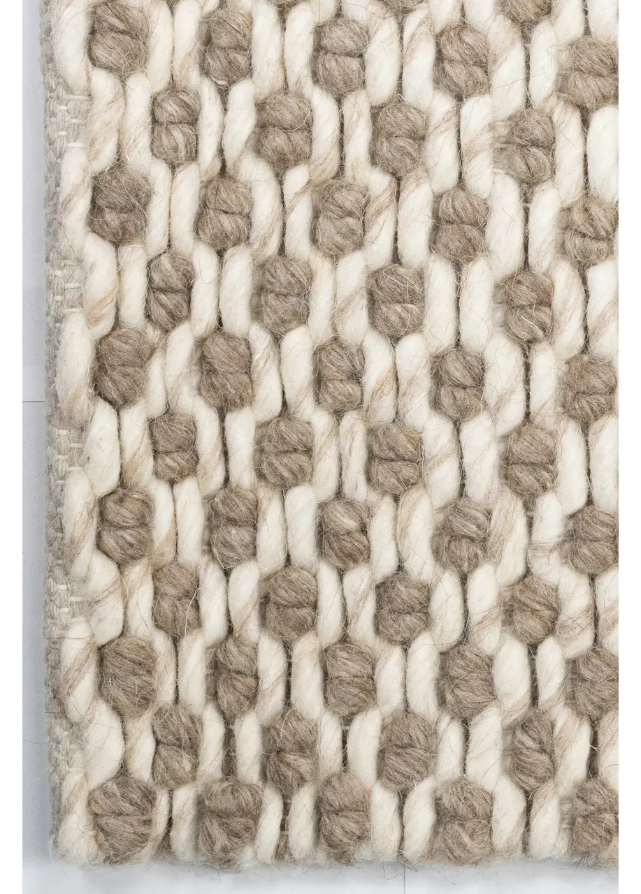 Tapete Tejido Crema con Relieve de Nudo en Topo