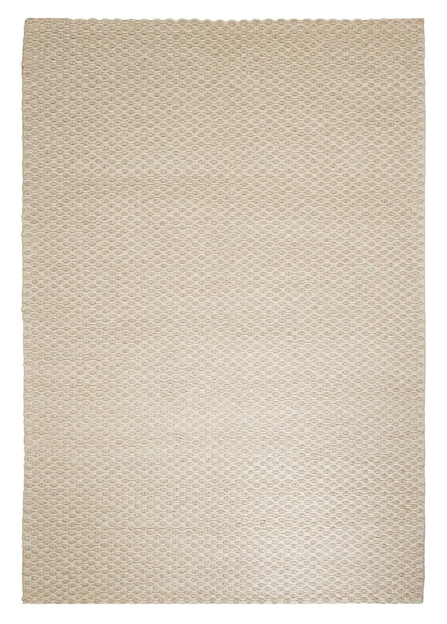 Tapete Tejido Crema con Relieve de Nudo Ovalado