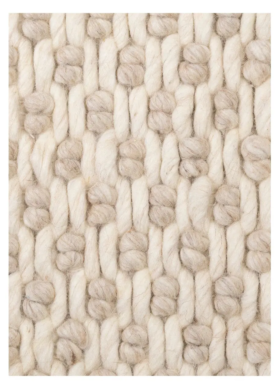 Tapete Tejido Crema con Relieve de Nudo Ovalado - Vista alternativa