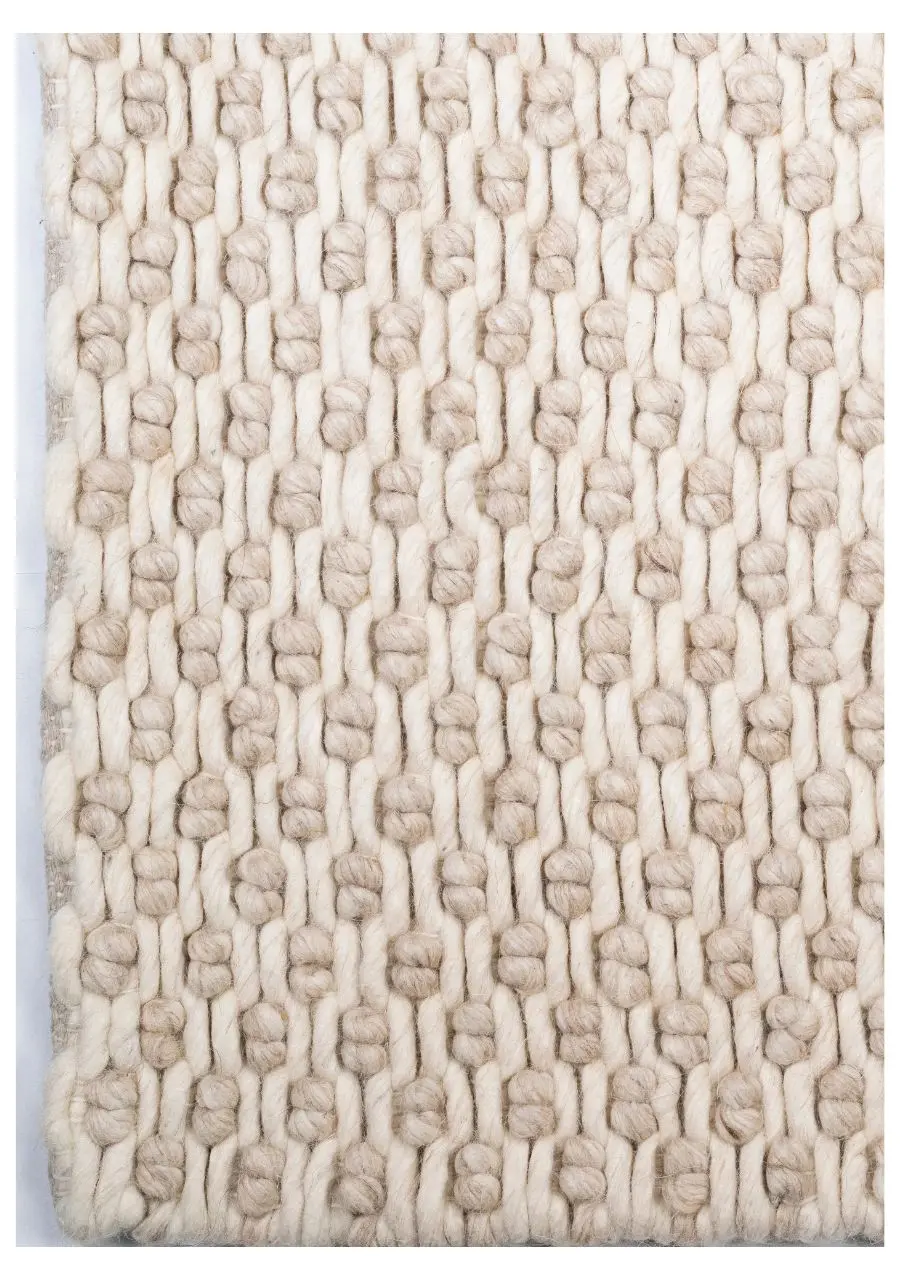 Tapete Tejido Crema con Relieve de Nudo Ovalado