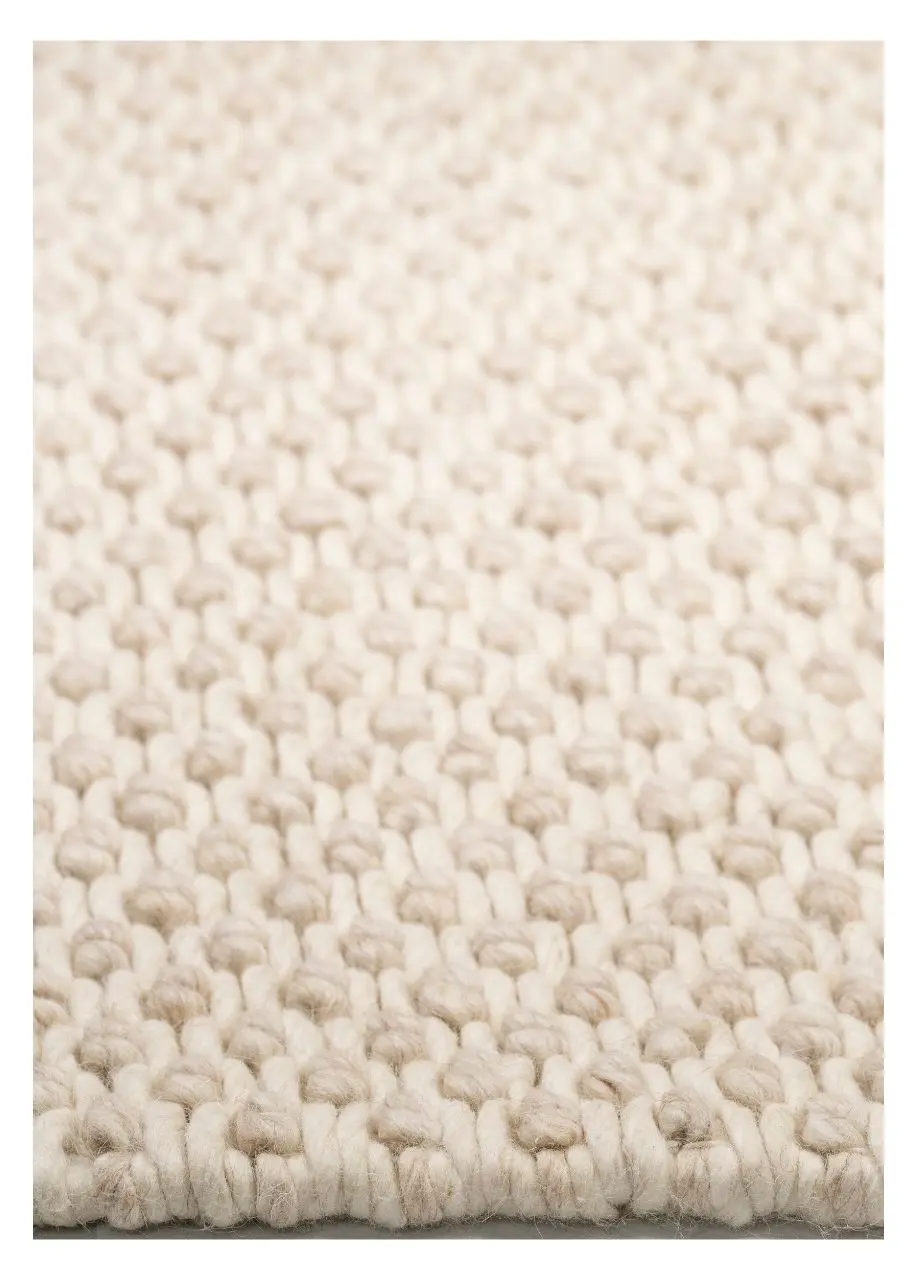 Tapete Tejido Crema con Relieve de Nudo Ovalado