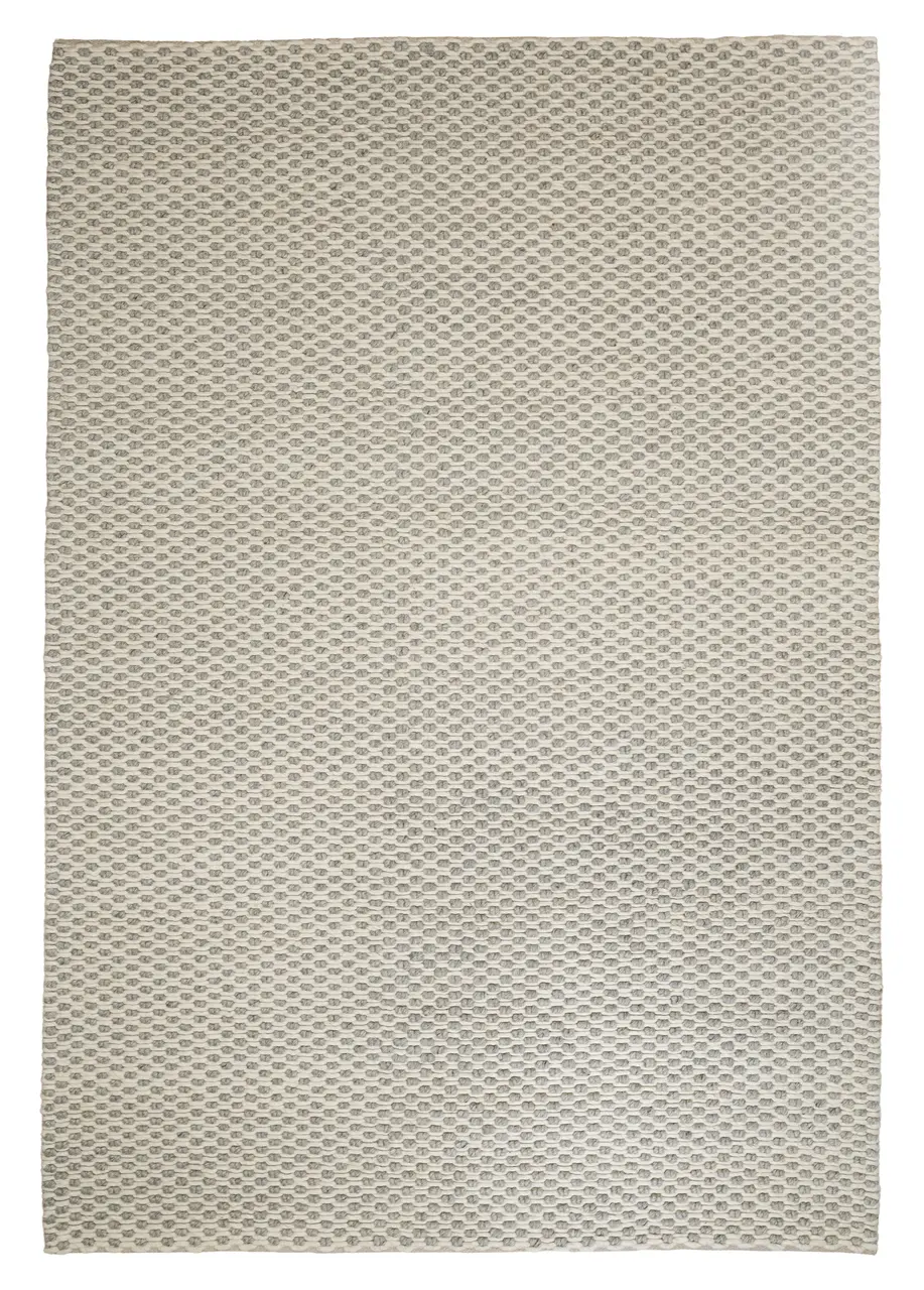 Tapete Tejido Marfil con Relieve de Nudo en Gris