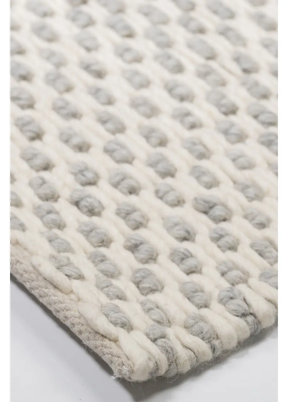 Tapete Tejido Marfil con Relieve de Nudo en Gris