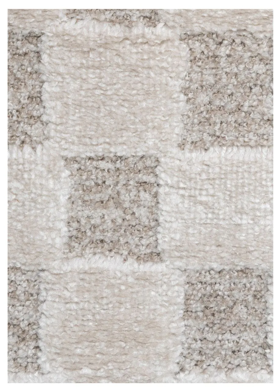 Tapete Monocromo Marfil con Damero en Relieve Tallado - Vista alternativa