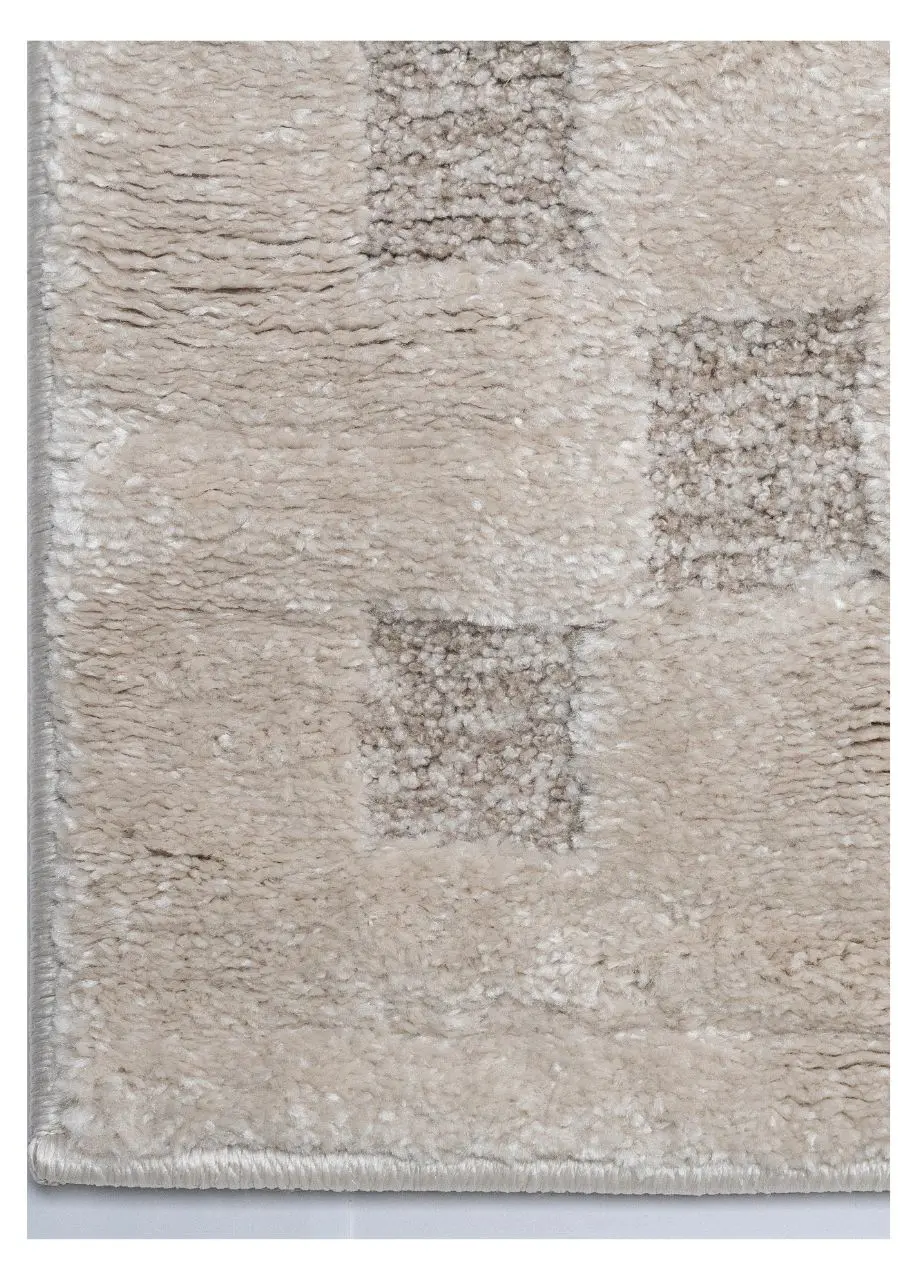 Tapete Monocromo Marfil con Damero en Relieve Tallado