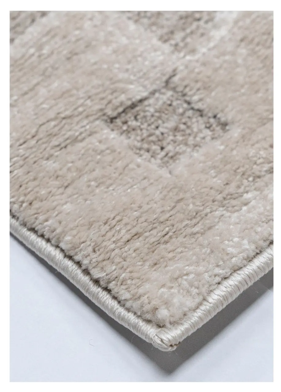 Tapete Monocromo Marfil con Damero en Relieve Tallado