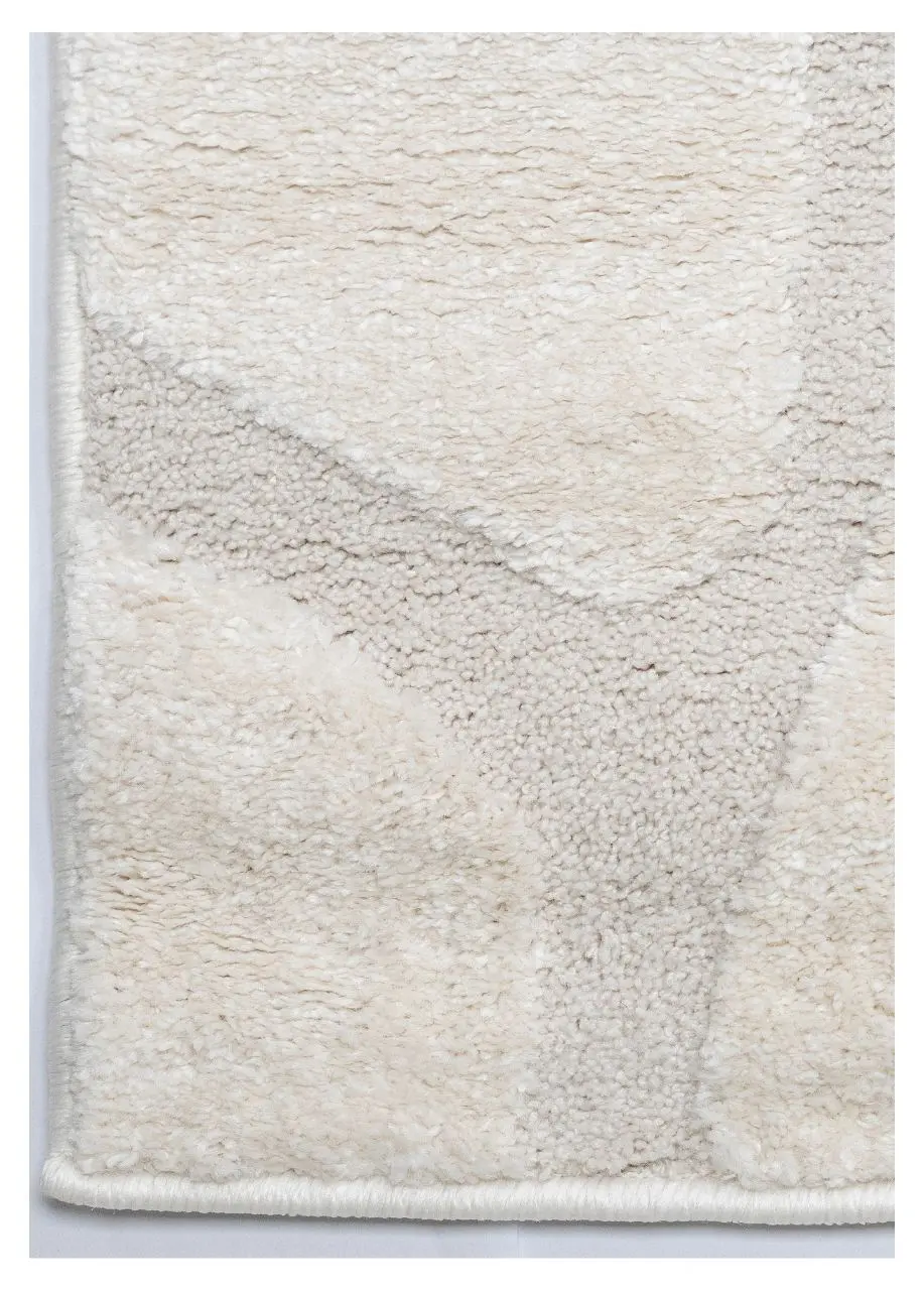 Tapete Monocromo Marfil con Empedrado en Relieve Tallado