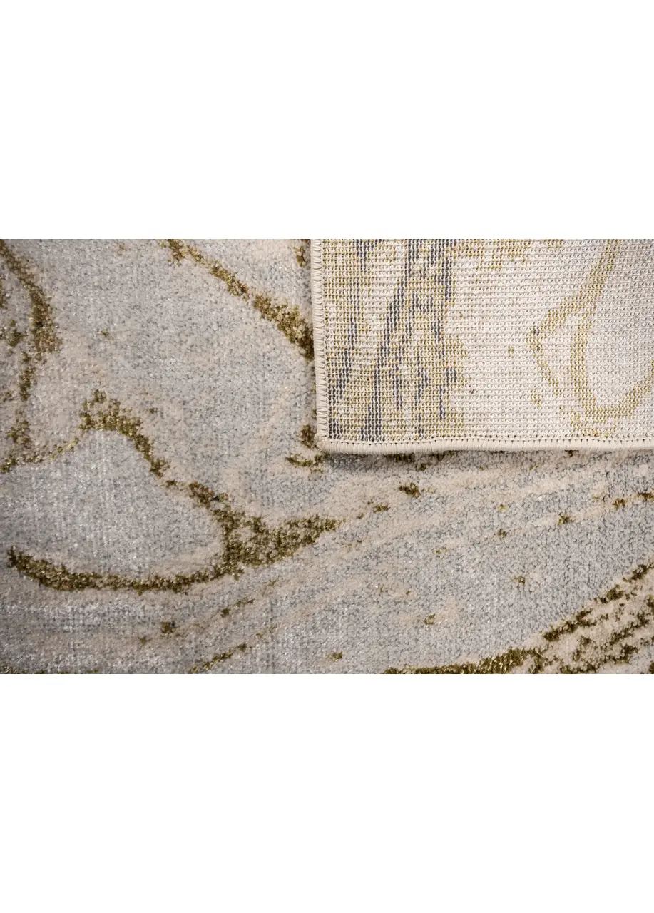 Tapete Abstracto Beige con Mármol Líquido en Dorado y Negro