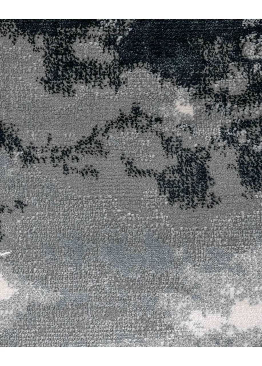 Tapete Abstracto Gris con Nubes en Blanco y Carbón