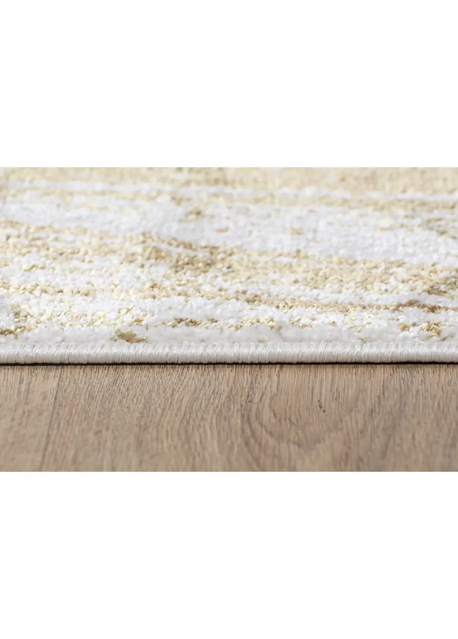 Tapete Moderno Beige con Plumas Verticales en Dorado