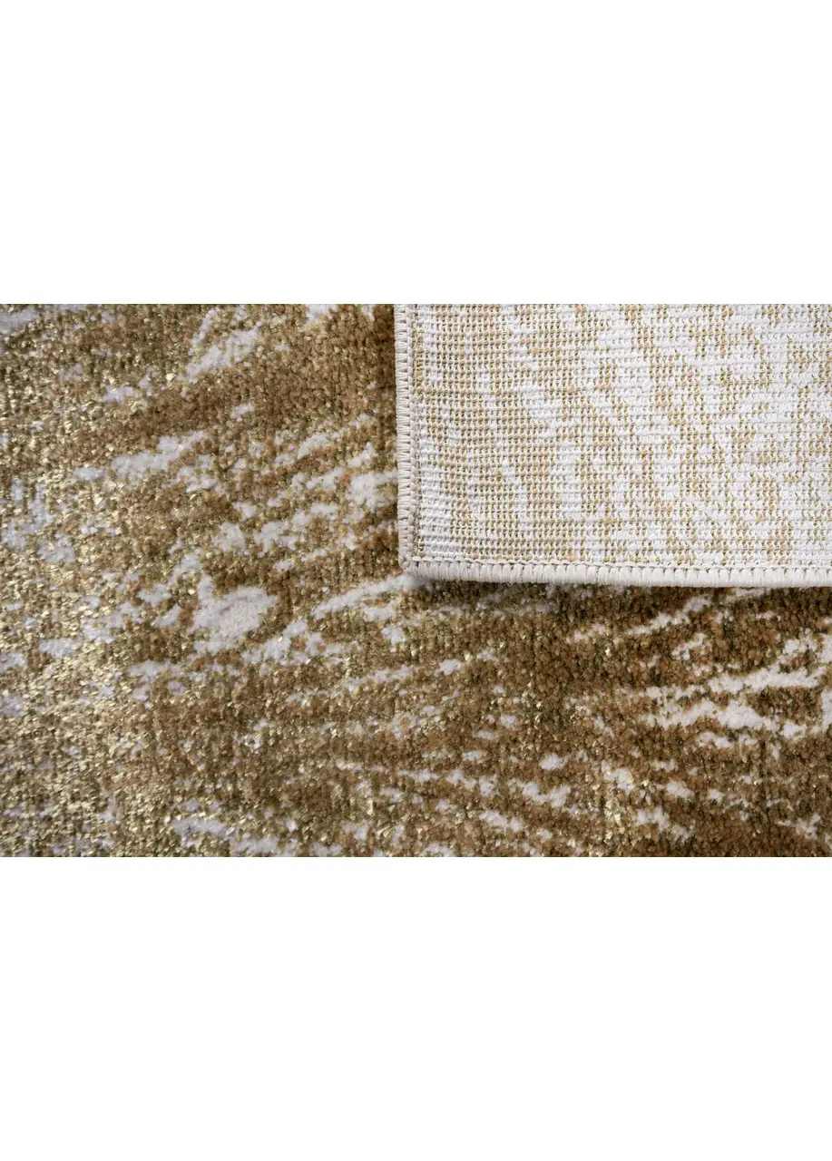 Tapete Moderno Beige con Plumas Verticales en Dorado
