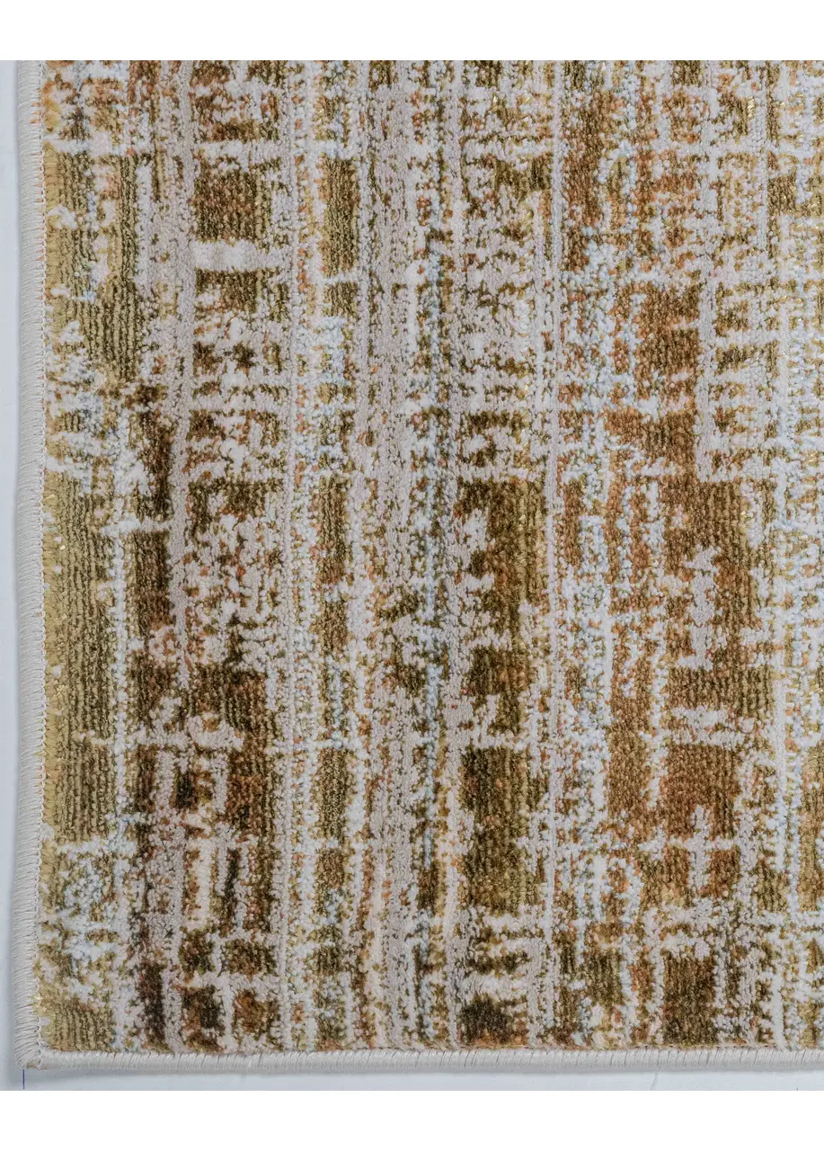Tapete Texturizado Beige con Cuadrícula Desgastada en Dorado