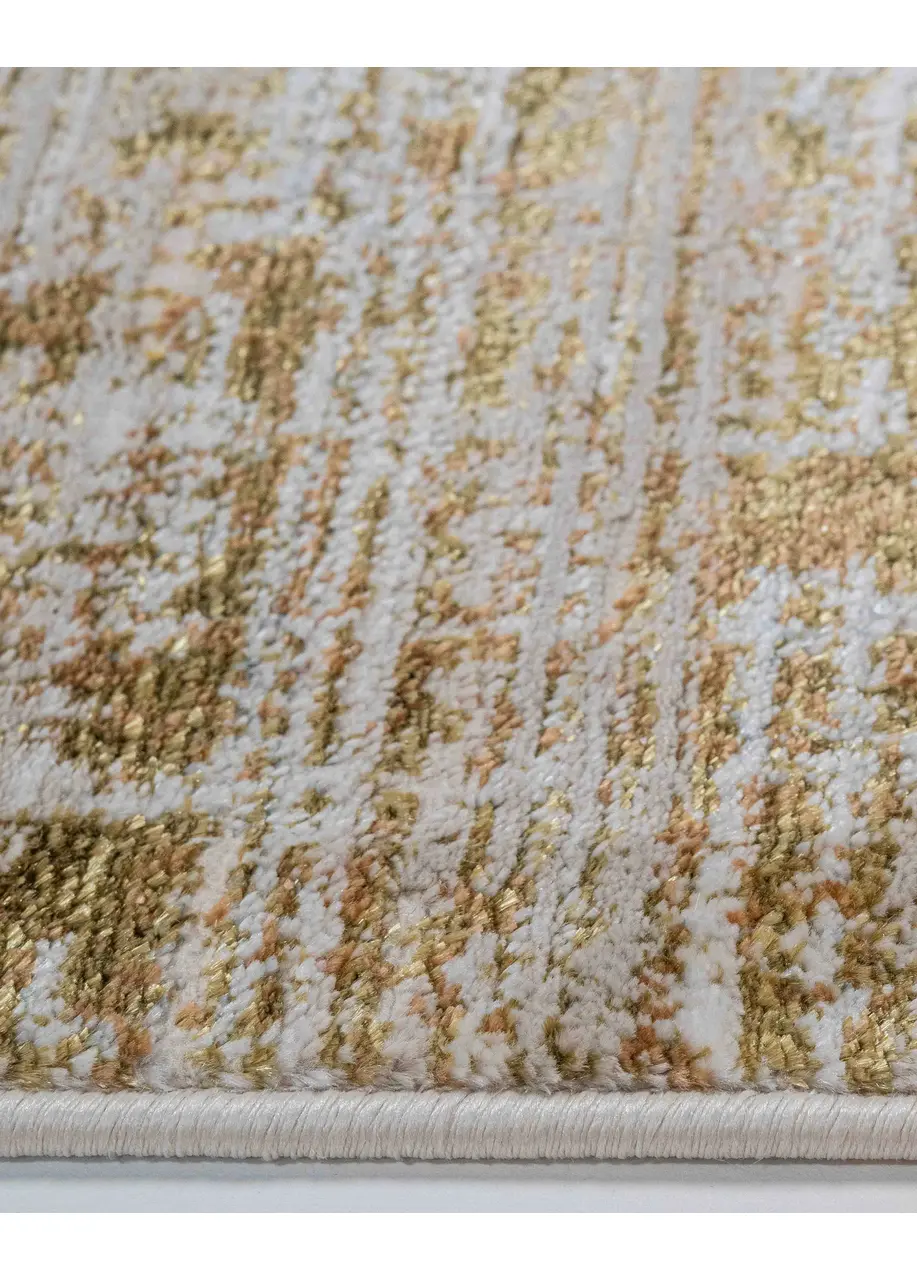 Tapete Texturizado Beige con Cuadrícula Desgastada en Dorado