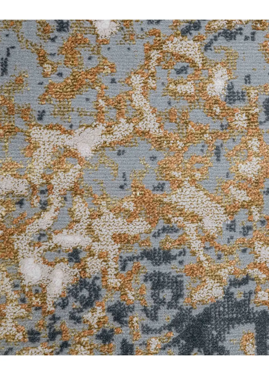 Tapete Abstracto Beige con Manchas en Cobre y Gris Azulado