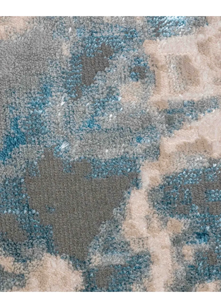 Tapete Abstracto Azul con Craquelado en Crema