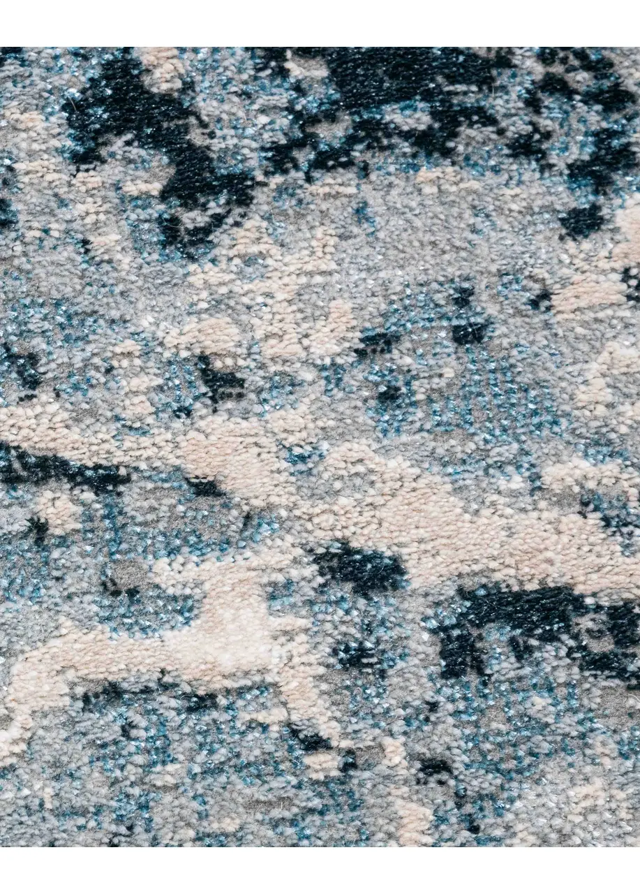 Tapete Abstracto Azul Grisáceo con Vetas de Mármol en Marino