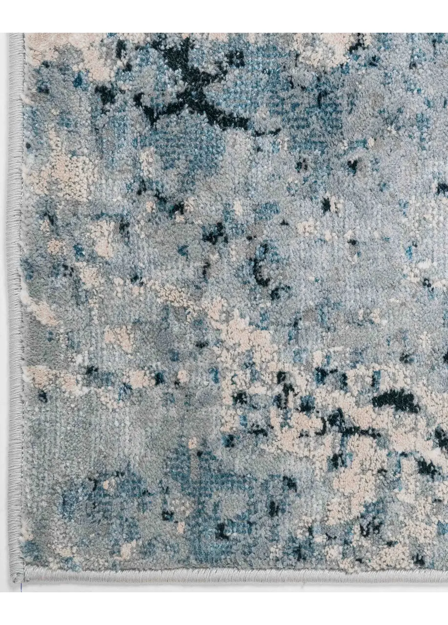 Tapete Abstracto Azul Grisáceo con Vetas de Mármol en Marino