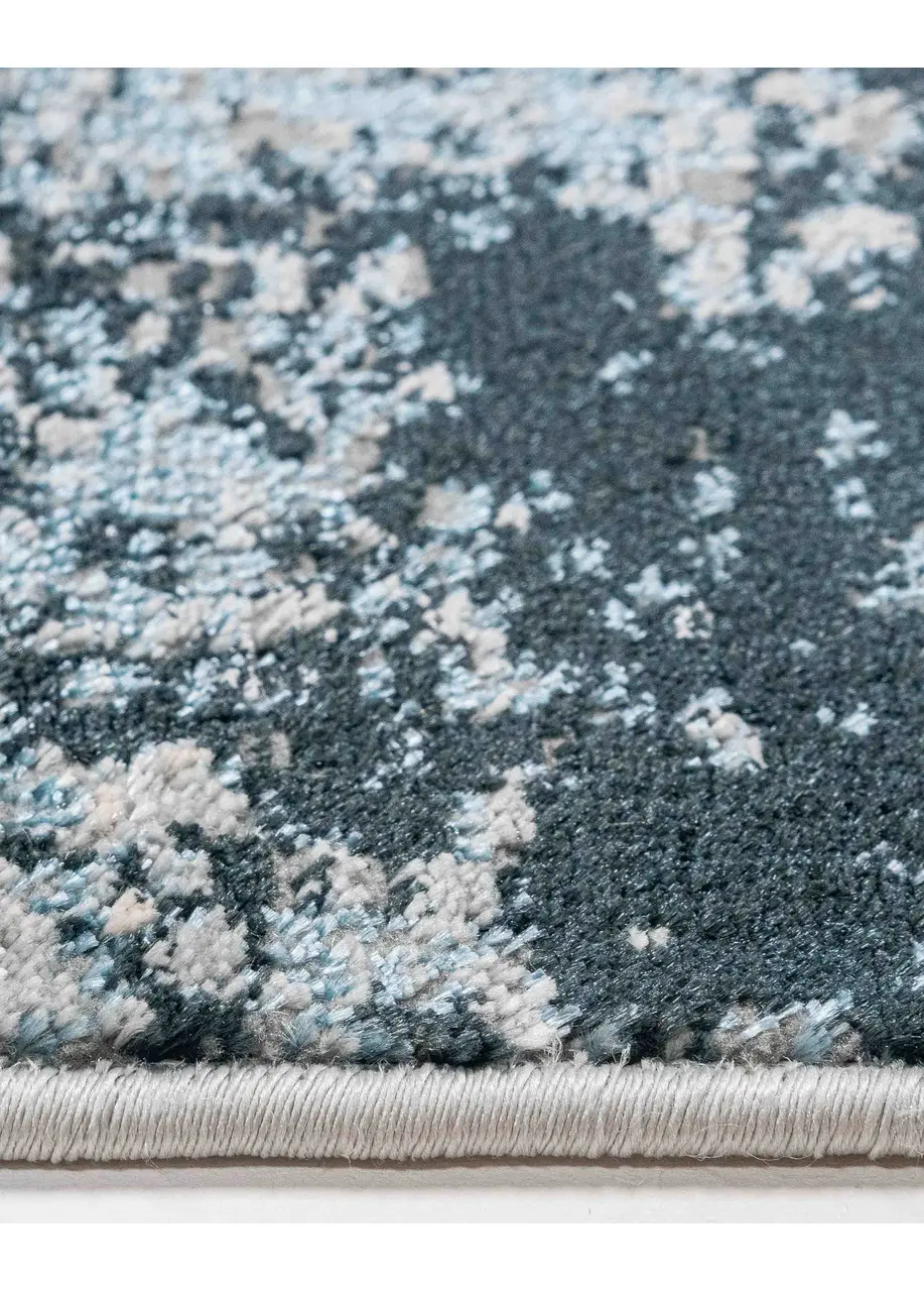 Tapete Abstracto Azul Grisáceo con Vetas de Mármol en Marino