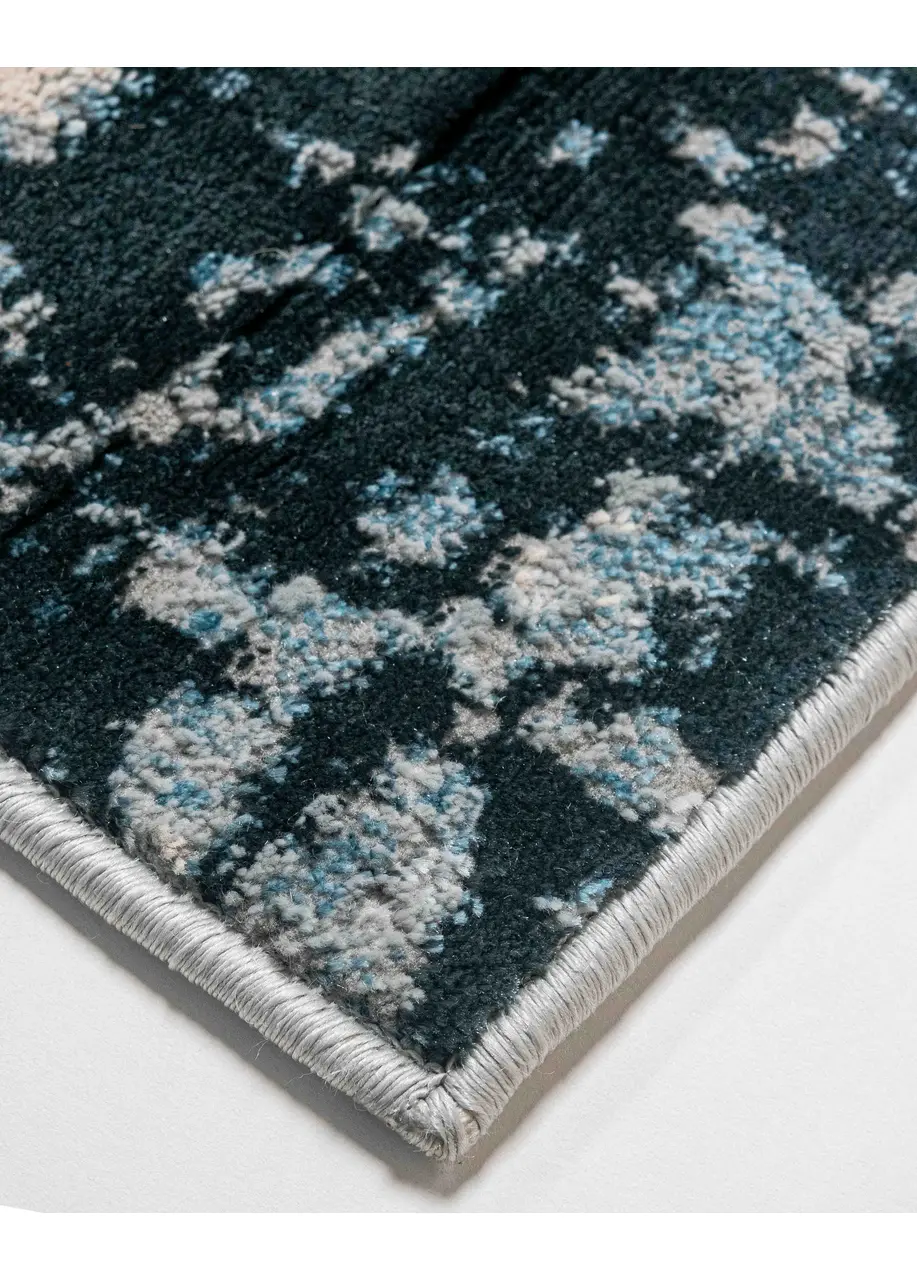 Tapete Abstracto Azul Grisáceo con Vetas de Mármol en Marino