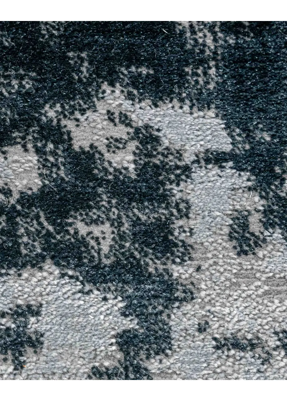 Tapete Moderno Gris con Bloques de Pintura en Azul Marino