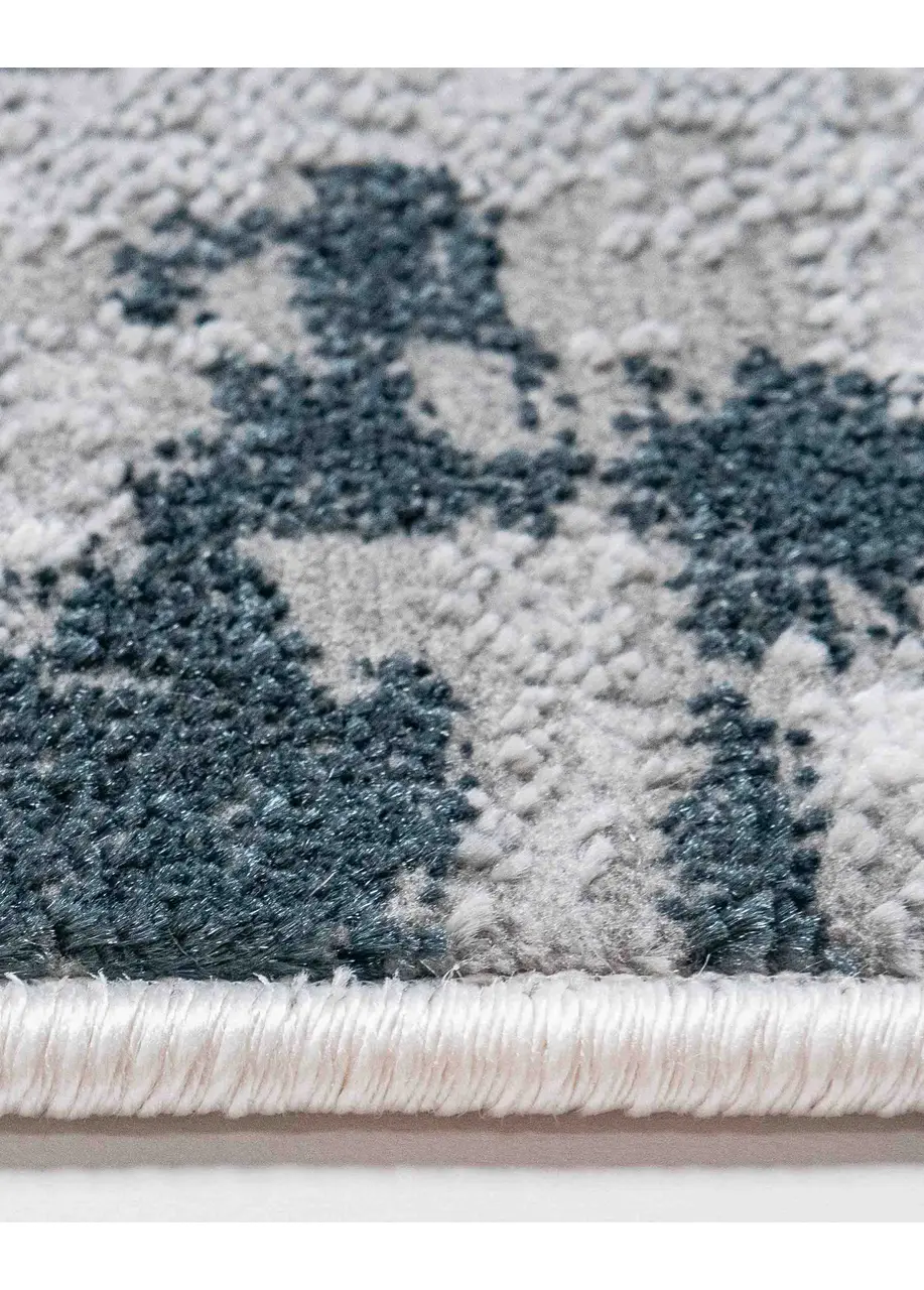 Tapete Moderno Gris con Bloques de Pintura en Azul Marino