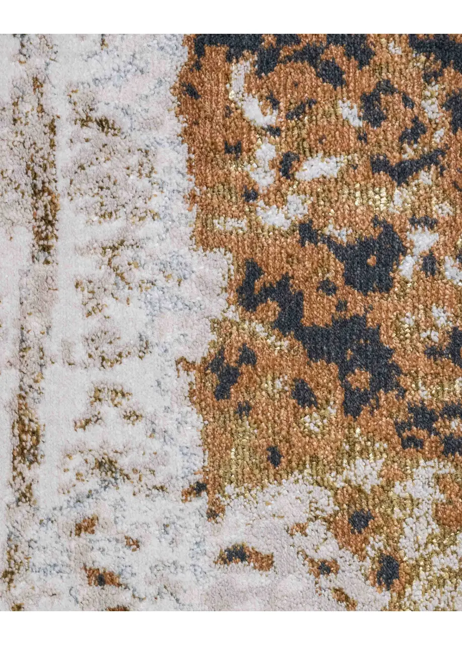 Tapete Moderno Beige con Brochazos en Caramelo y Negro