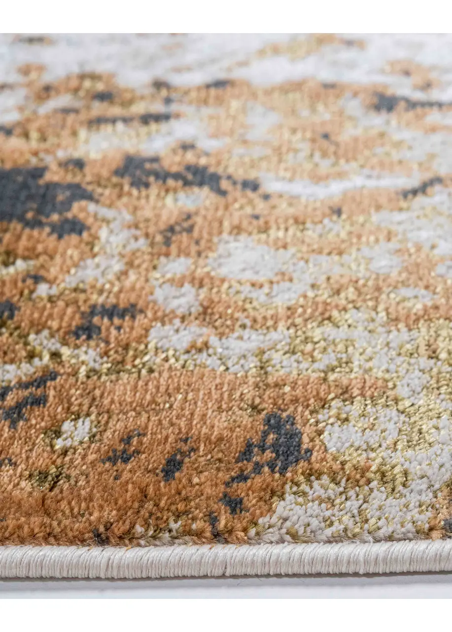 Tapete Moderno Beige con Brochazos en Caramelo y Negro