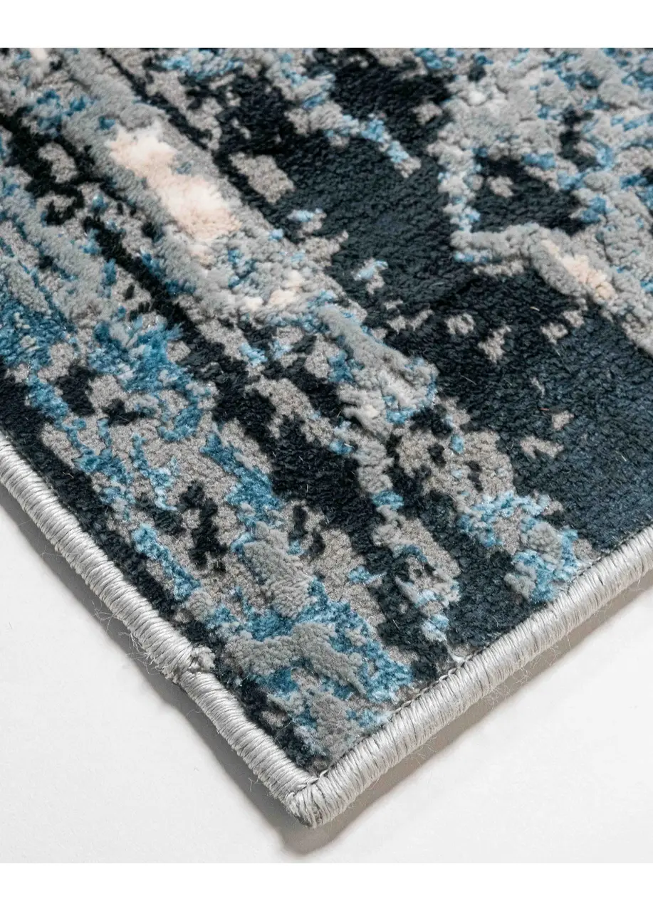 Tapete Texturizado Gris con Vetas Verticales en Negro y Azul