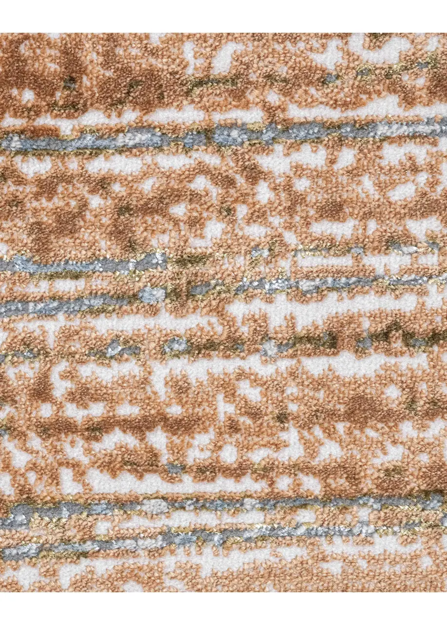 Tapete Vintage Beige con Estrías en Cobre y Gris Azulado