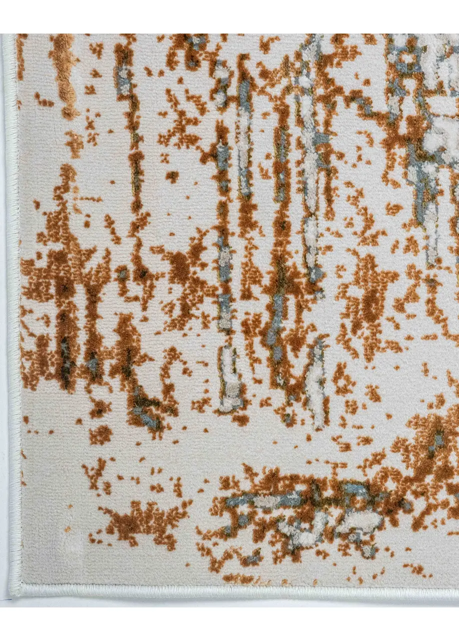 Tapete Vintage Beige con Estrías en Cobre y Gris Azulado
